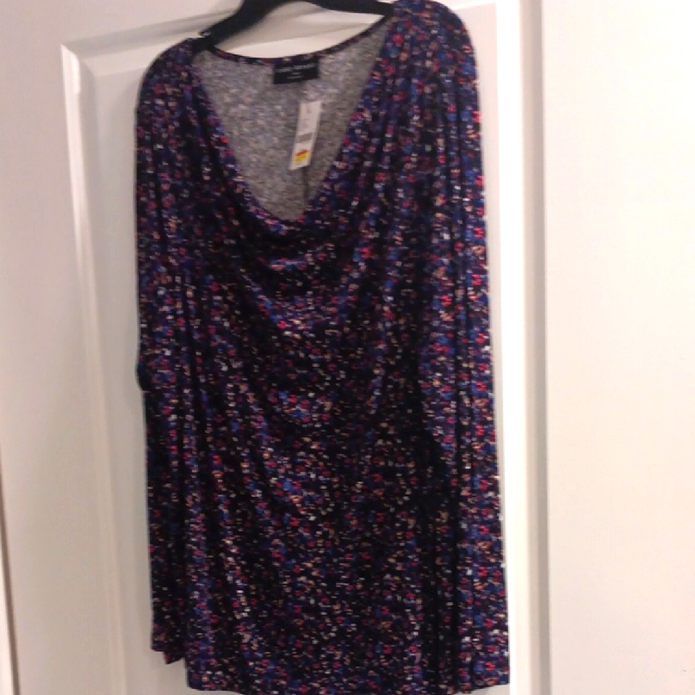 Lane Bryant Blue and Pink Floral Shirt